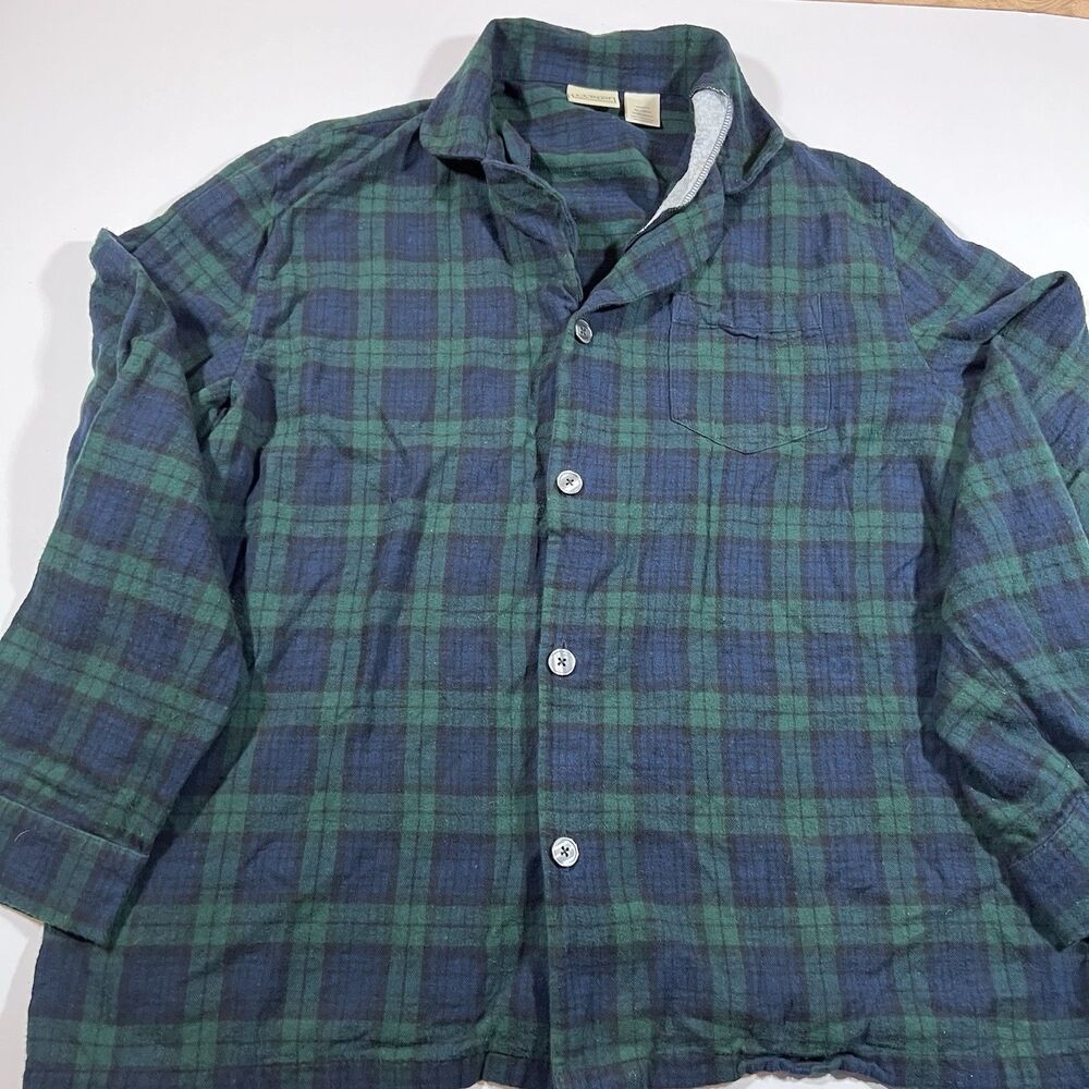 LL Bean Scotch Plaid Flannel Pajama Shirt Blue/Green Men's Size XL - Picture 4 of 7